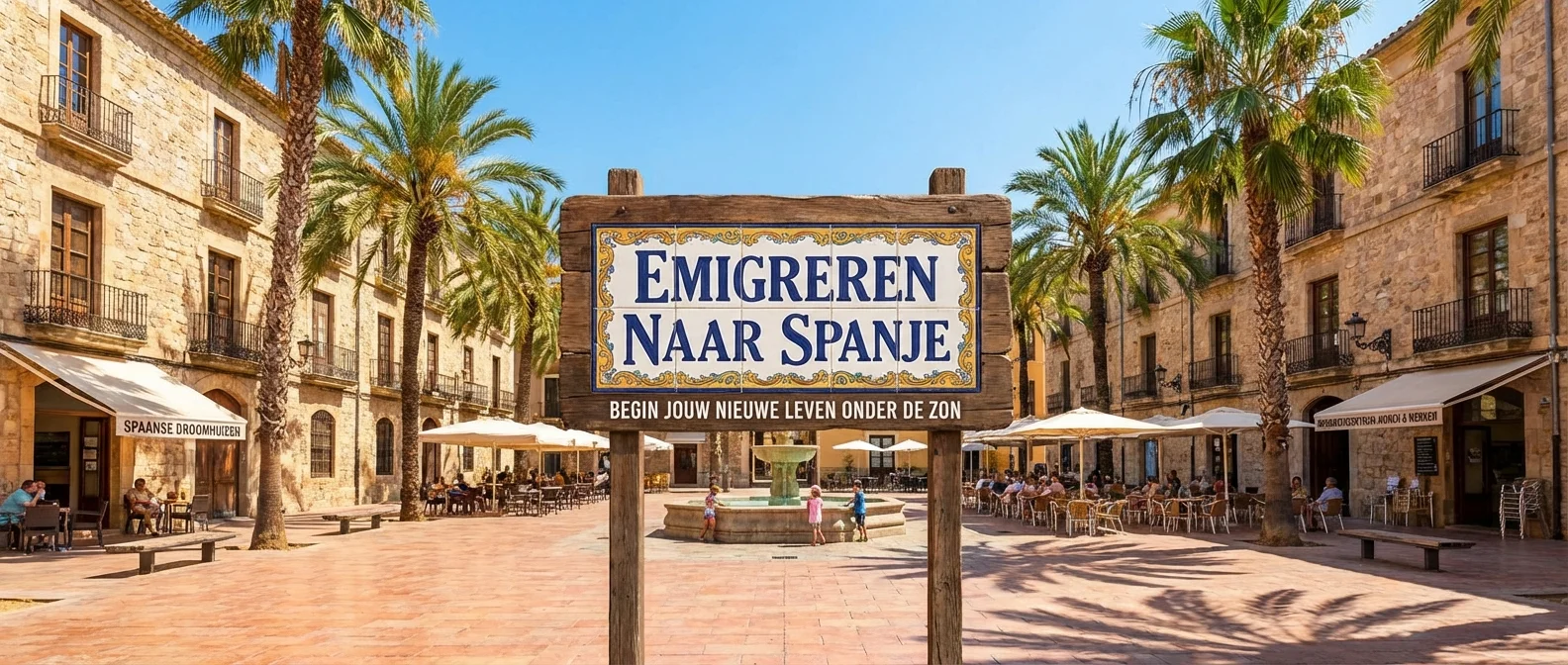 Wide panorama of Invest Spain, atmospheric view of a luxury villa with sea view, inviting composition, professional photography. CRITICAL: ALL text, labels, titles, captions, and UI elements rendered in this image MUST be in Dutch language ONLY. Do NOT use English text. Ensure correct Dutch spelling.